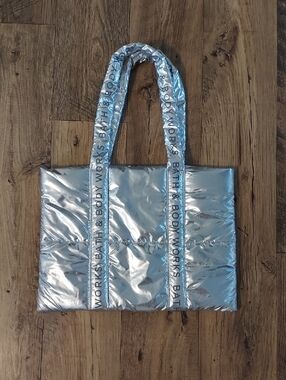 Bath & Body Works Metallic Silver Puffer Tote